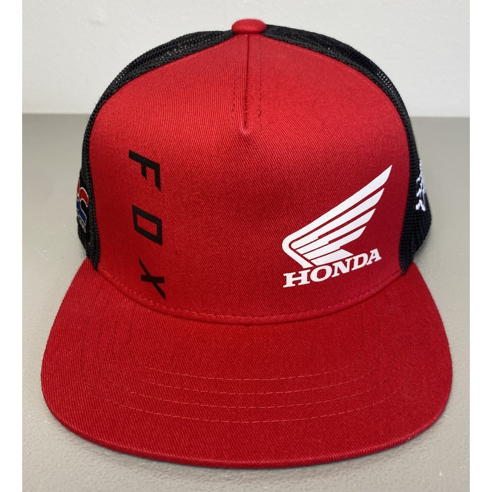 Fox Racing Honda HRC Motocross Red Black Snapback Hat Adjustable Youth Size OSFA